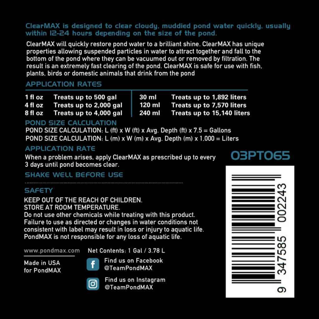 ClearMAX, Pond Water Clarifier