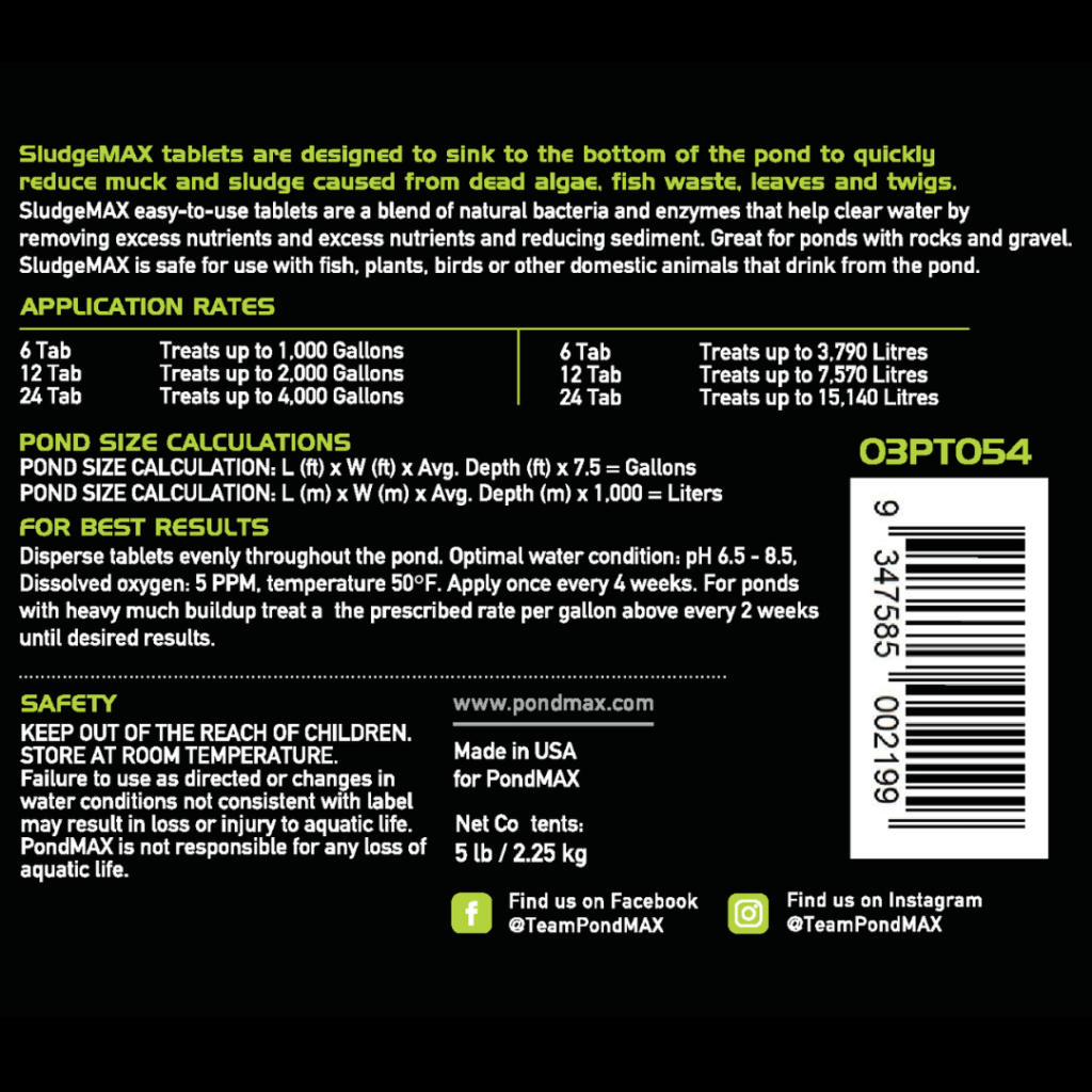 SludgeMAX, Muck and Sludge Reducer Tabs